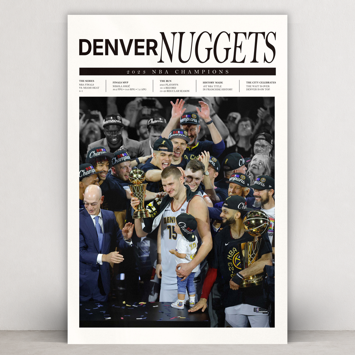 Denver Nuggets 2023 Champions - Newsprint Series