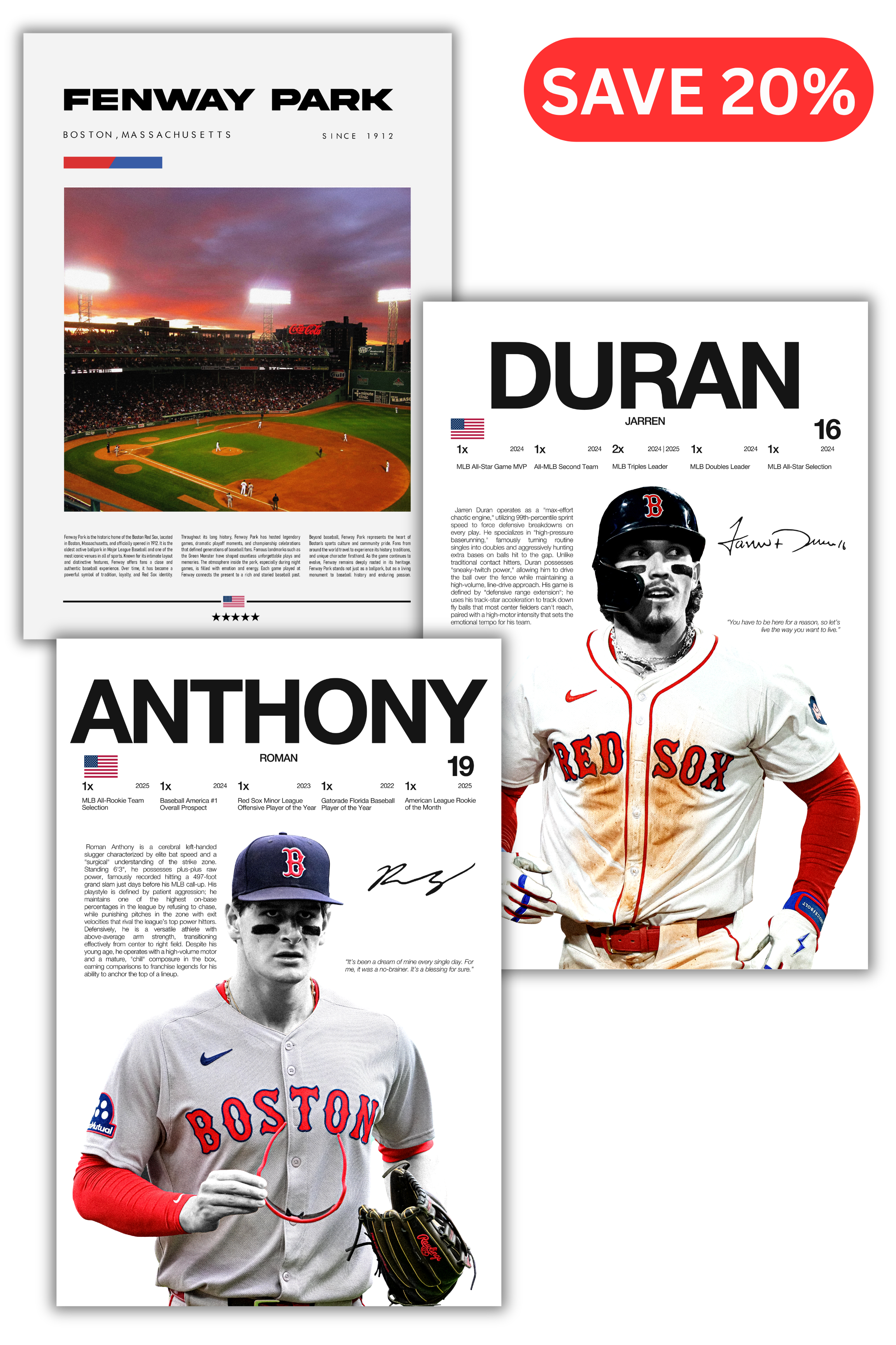Boston Red Sox Baseball Bundle - 3 Pack