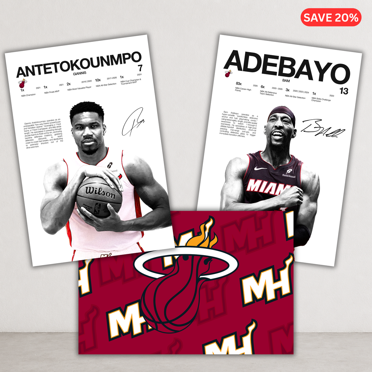 Miami Heat - 3 Pack - Giannis, Bam, Heat Logo Series