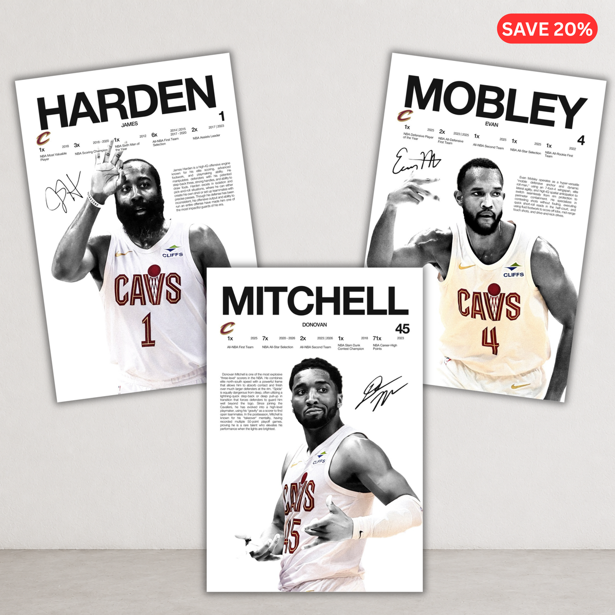 Cleveland Cavaliers - 3 Pack - Mitchell, Mobley, Harden