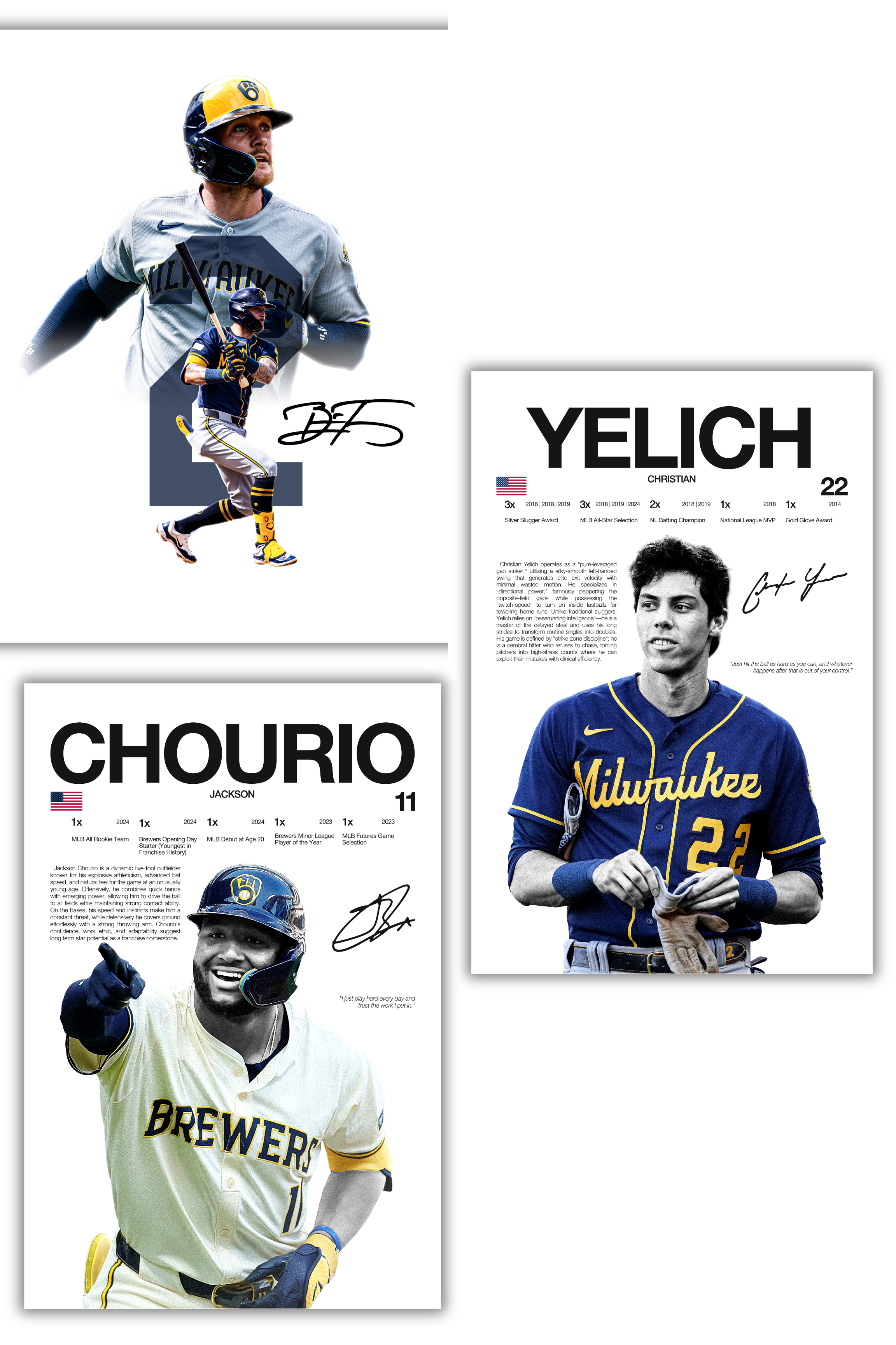Milwaukee Brewers Players Baseball Bundle 2 - 3 Pack