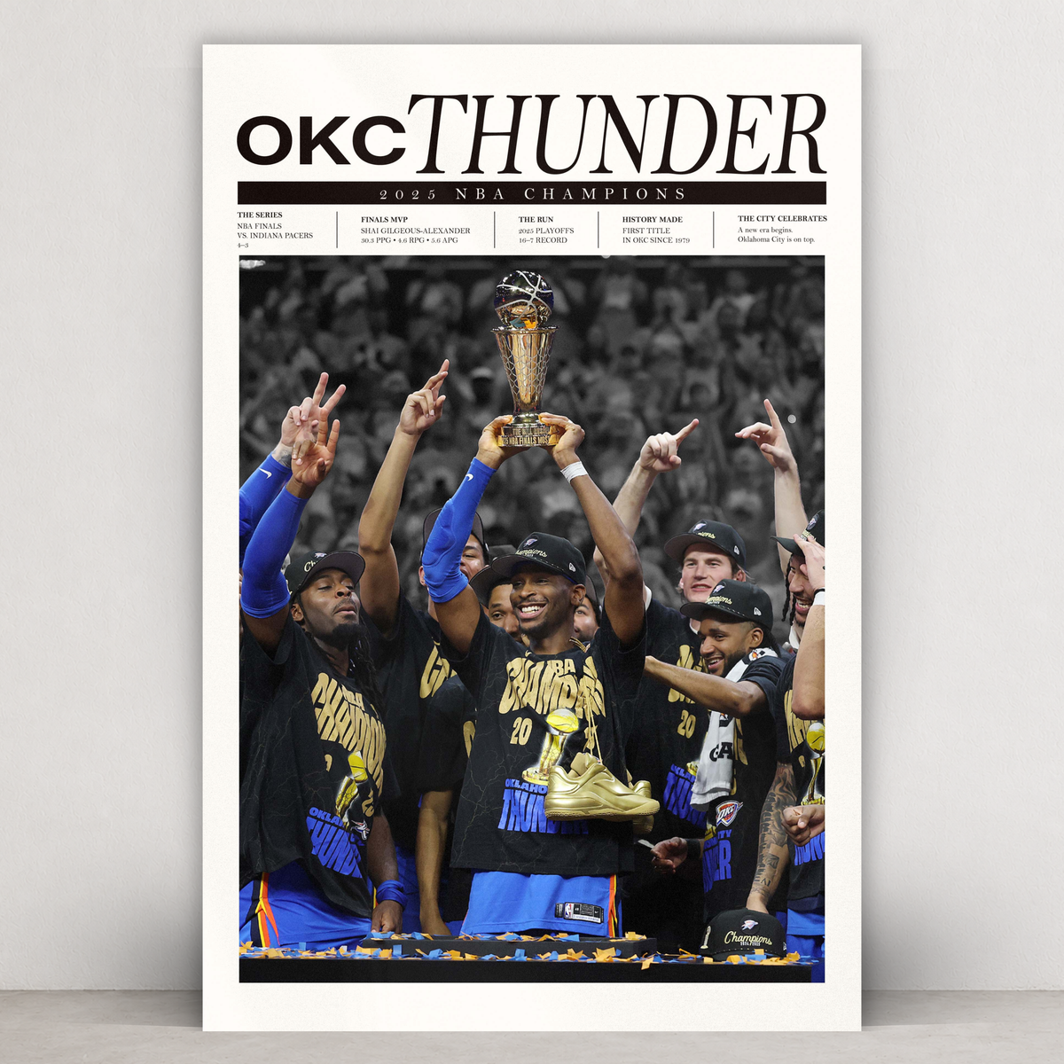 Oklahoma City Thunder 2025 Champions - Newsprint Series