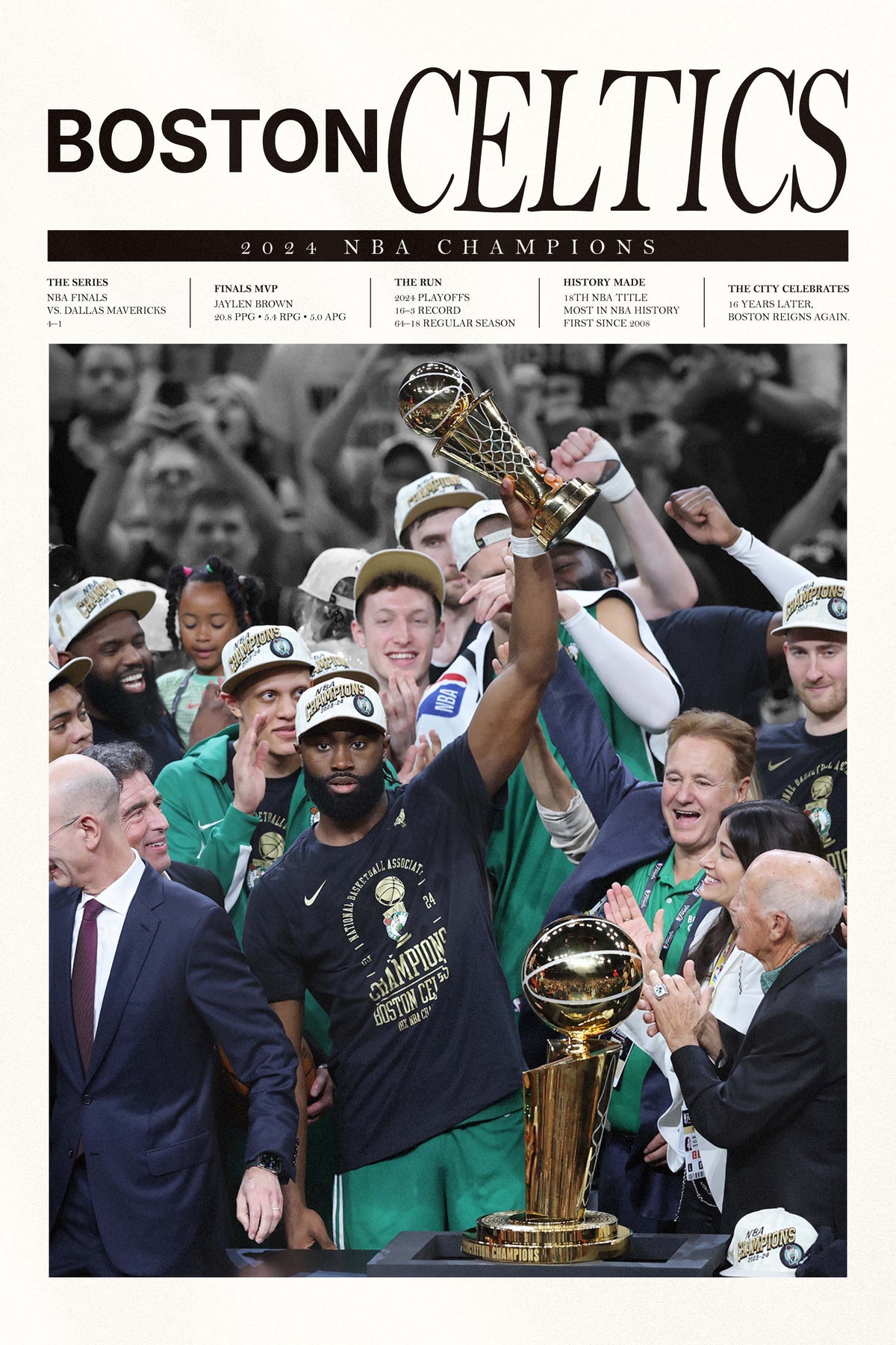 Boston Celtics 2024 Champions - Newsprint Series