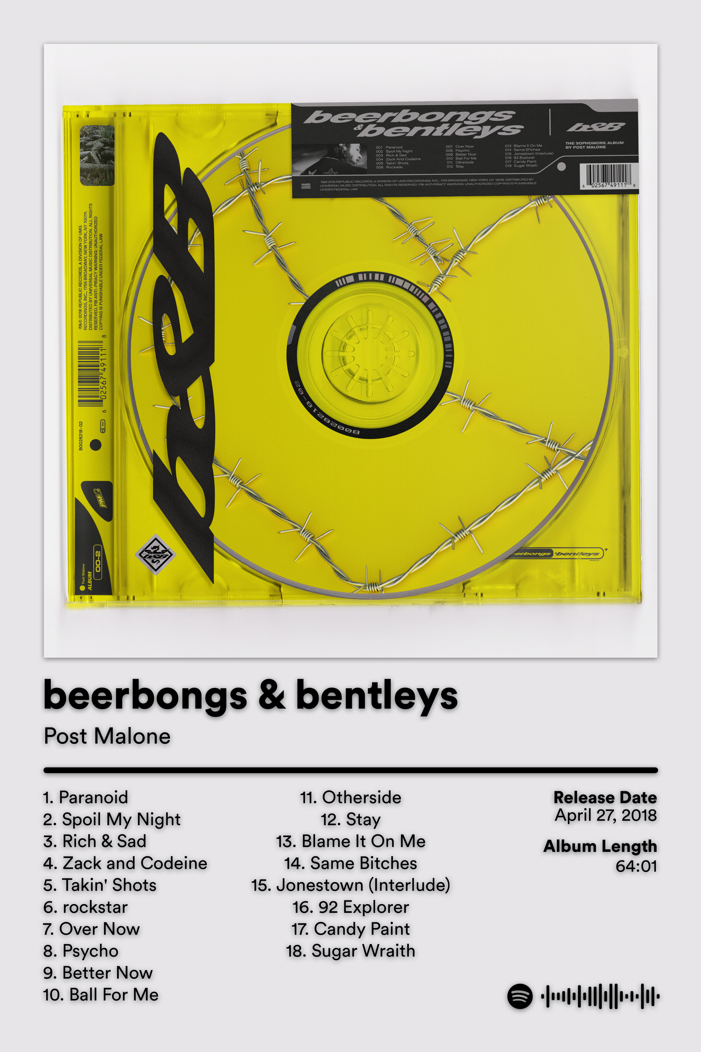 beerbongs & bentleys - POST MALONE PRINT