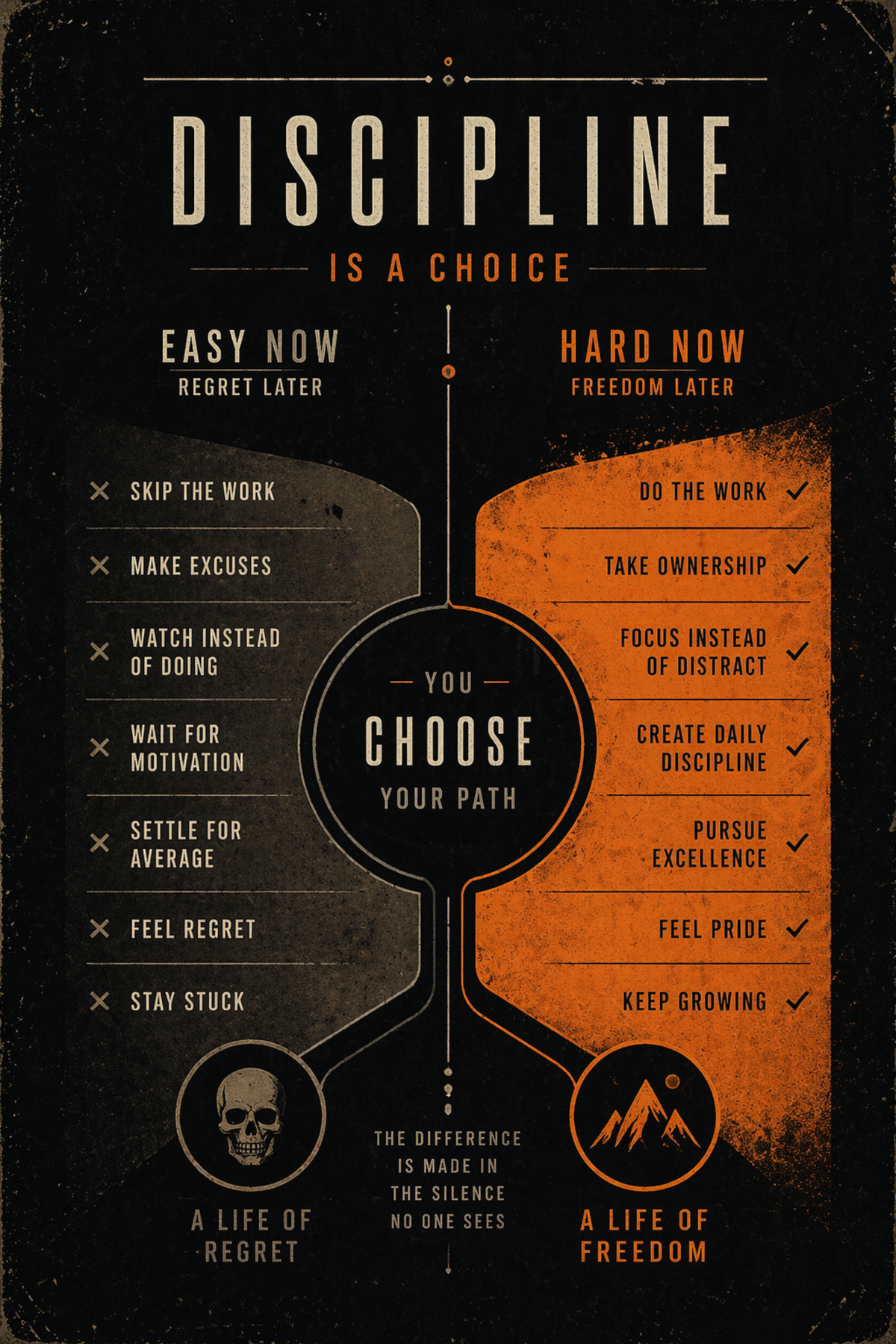 Discipline Is A Choice Motivational Metal Print | Granite Printing