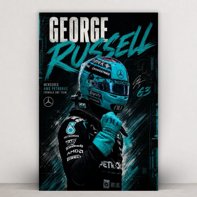 George Russell – Silver Arrow Signature Helmet Print