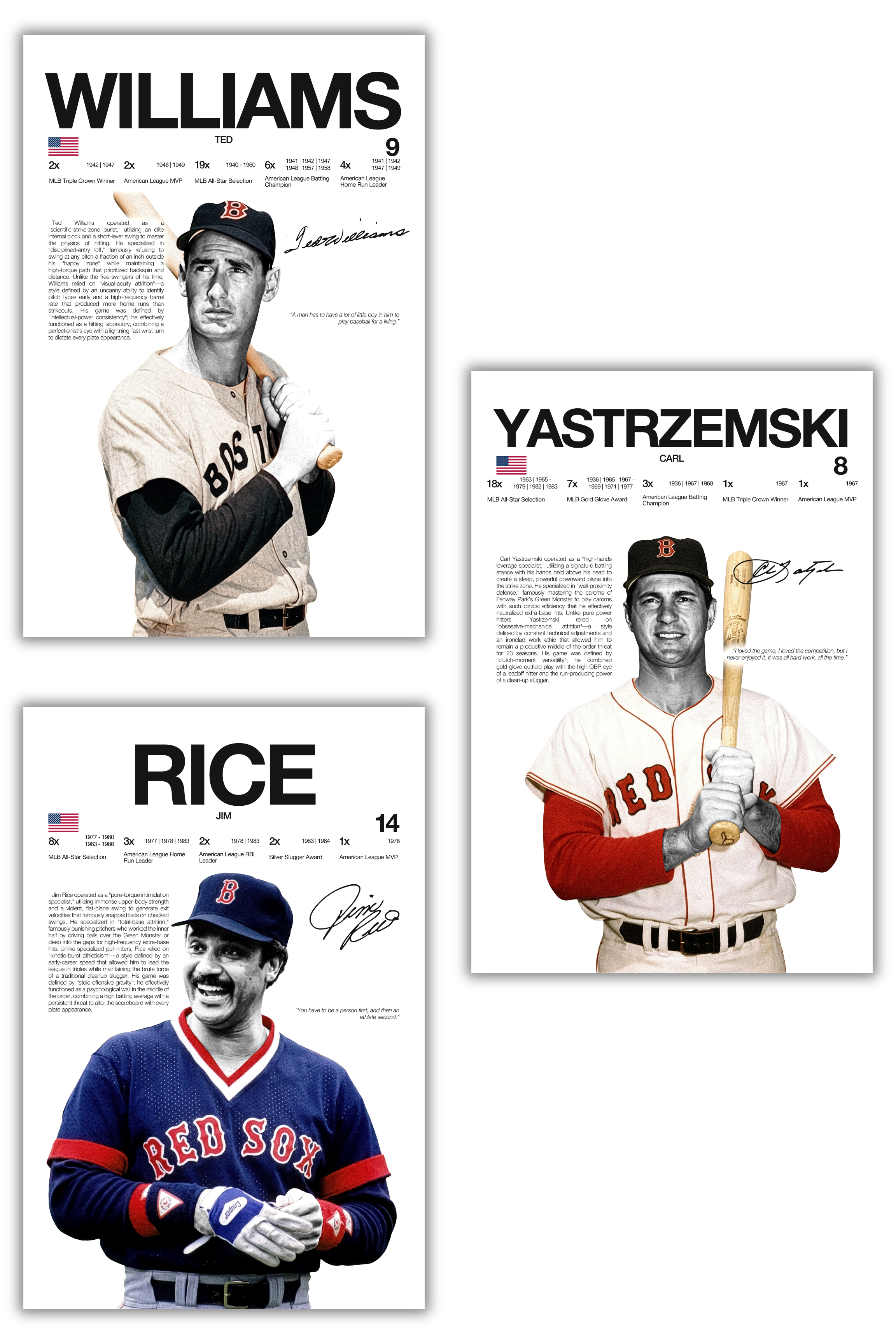 Boston Red Sox Throwback Baseball Bundle 2 - 3 Pack