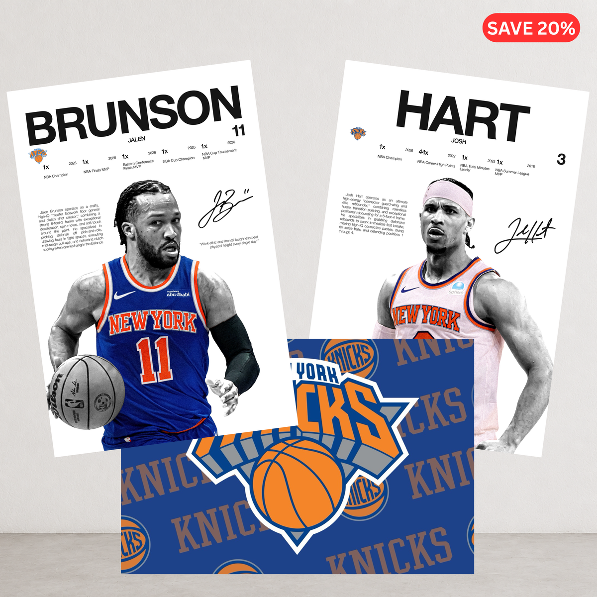 New York Knicks - 3 Pack - Brunson, Hart, Knicks Logo