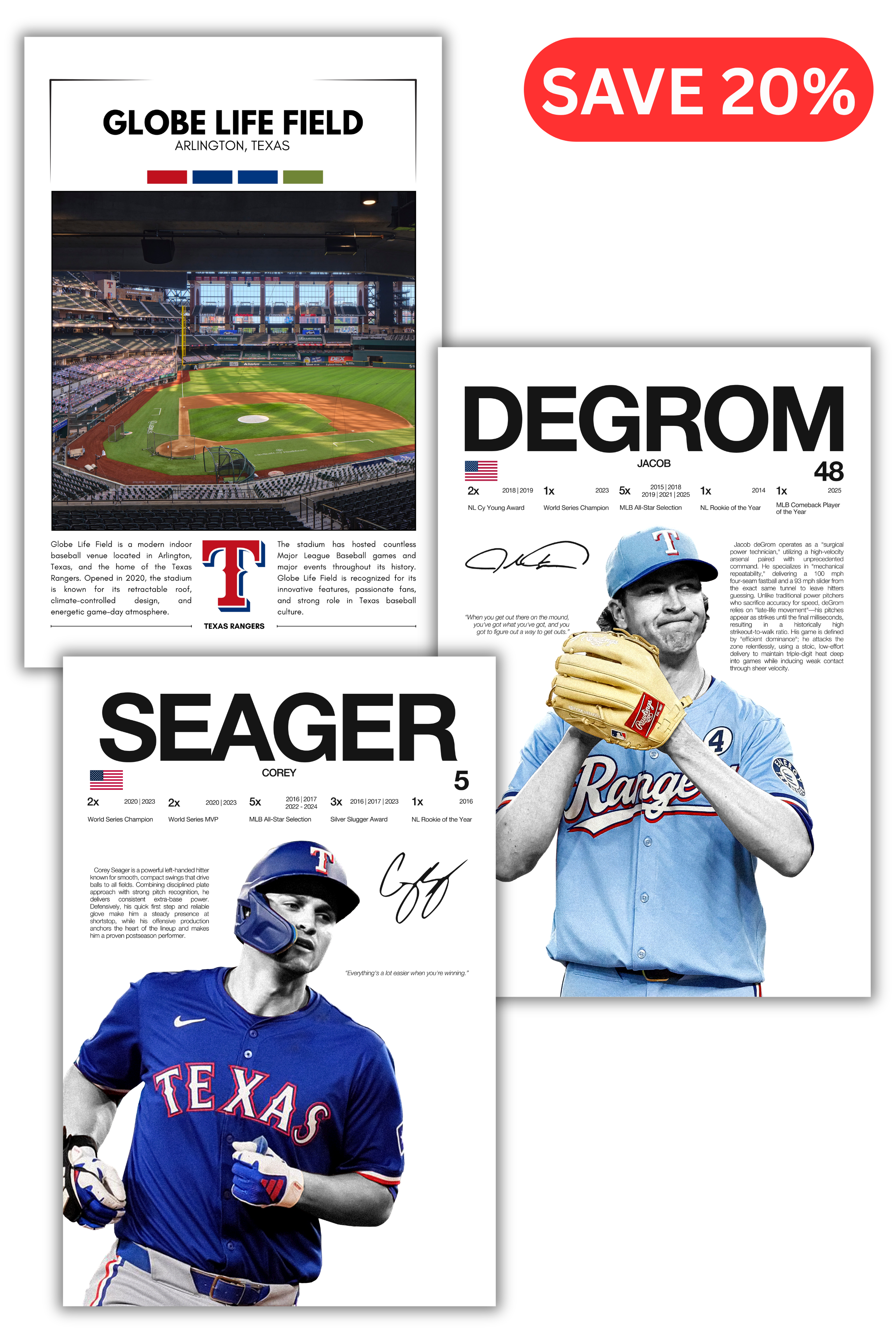 Texas Rangers Baseball Bundle - 3 Pack
