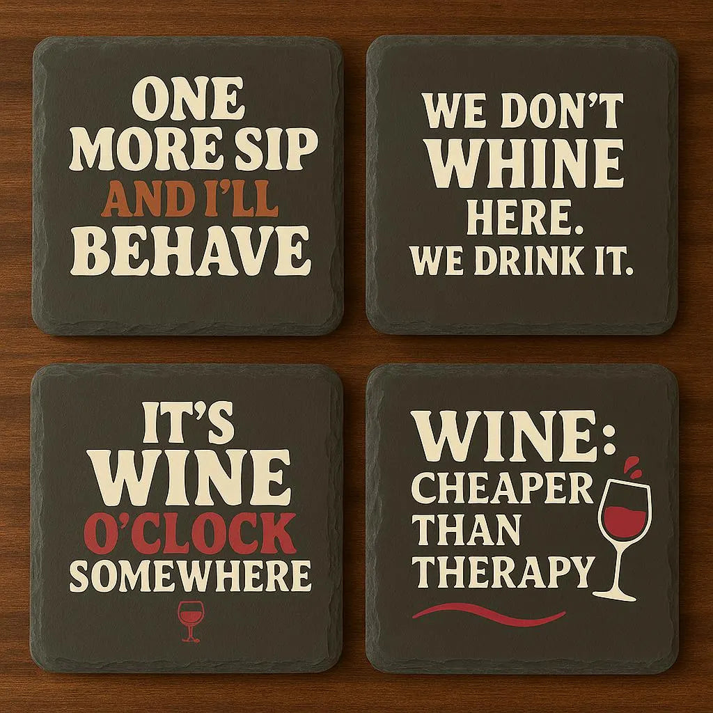 Wine Night Coasters - Slate Coaster 4 Pack